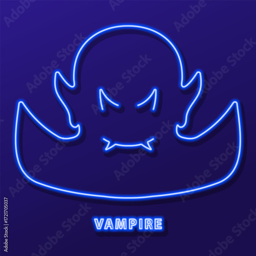 vampire neon sign, modern glowing banner design, colorful modern design trends. Vector illustration.