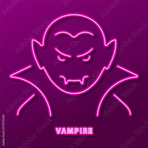 vampire neon sign, modern glowing banner design, colorful modern design trends. Vector illustration.