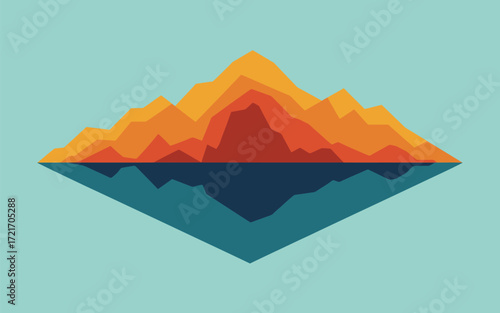 Abstract mountain range landscape scene with water reflection vector design