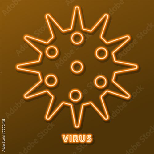 virus neon sign, modern glowing banner design, colorful modern design trends. Vector illustration.