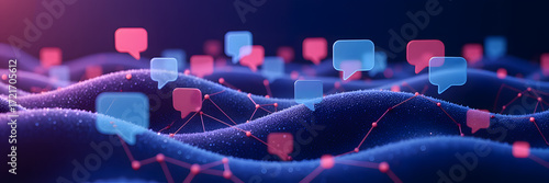 Abstract chat bubbles and connections in digital design, virtual communication