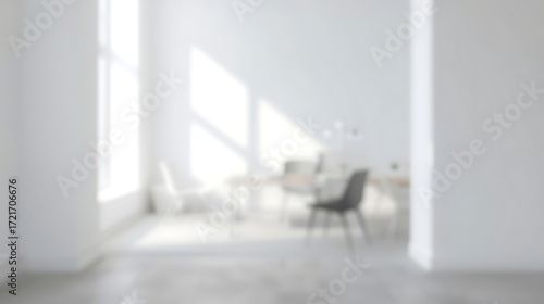 Minimal modern office background with clean white walls and soft natural lighting. A high-resolution, blurred depth of field composition creates a professional, versatile backdrop ideal for business 