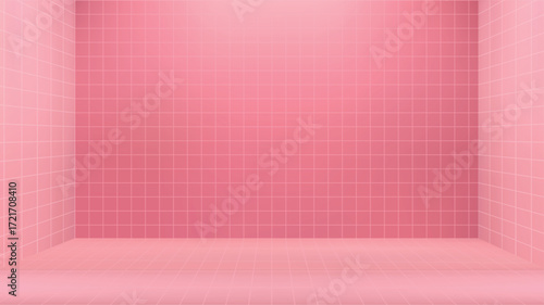 Modern room with checkered textured walls with soft light. Vector studio background for product showcase and presentation