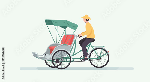 Illustrative depiction of a cyclo taxi in Vietnam, a symbol of culture and travel