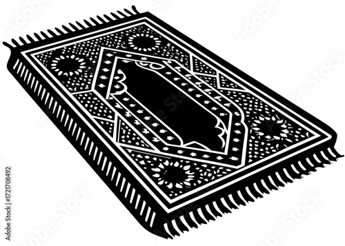 Islamic Prayer Mat Silhouette, Cultural Worship Symbol SVG, PNG