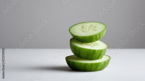 Fresh cucumber stack with modern clean style