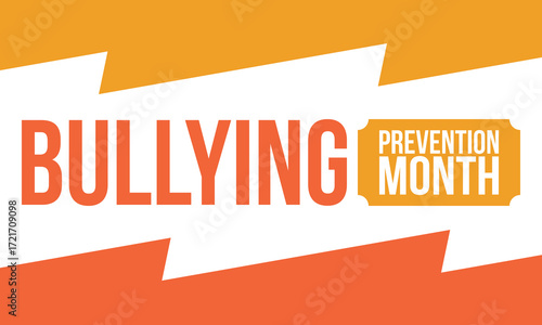 National Bullying Prevention Month in October. Stop bullying. Annual nationwide campaign to keep all youth safe from bullying. Orange color. Poster, card, banner, background. Vector illustration