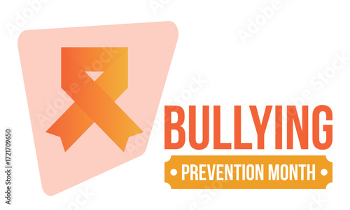 National Bullying Prevention Month in October. Stop bullying. Annual nationwide campaign to keep all youth safe from bullying. Orange color. Poster, card, banner, background. Vector illustration