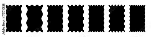 Wavy square set. Decorative shapes with zigzag outer contour.