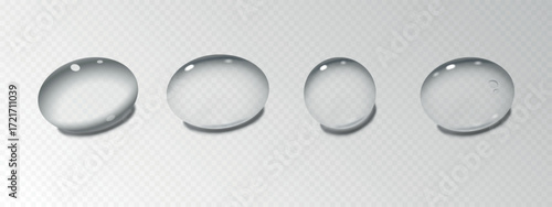 Realistic collagen serum droplets. 3D vector illustration.