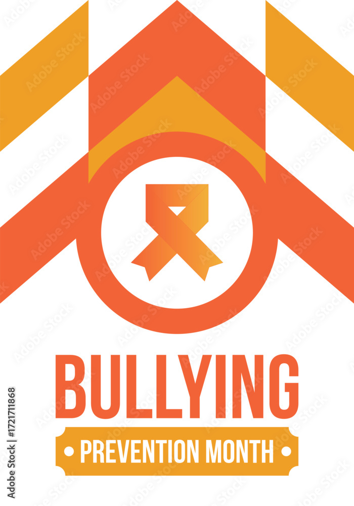Fototapeta premium National Bullying Prevention Month in October. Stop bullying. Annual nationwide campaign to keep all youth safe from bullying. Orange color. Poster, card, banner, background. Vector illustration