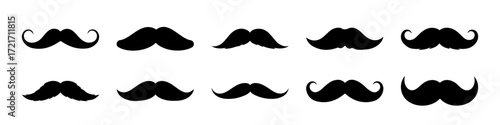 Mustache types set. Facial hair styles collection.