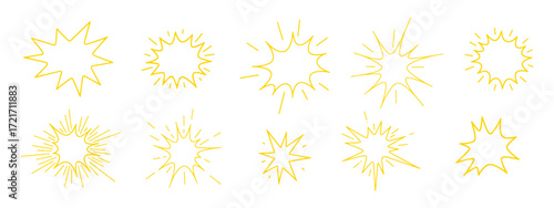 Burst set. Comic splash, explosion, burst, bang, blast, shine, star collection.