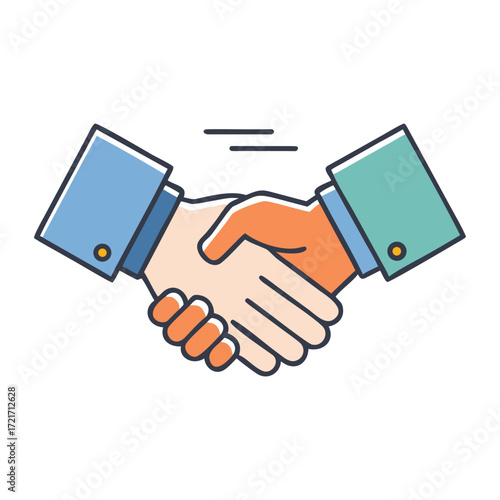 Two business partners firmly shaking hands symbolizing trust cooperation and partnership