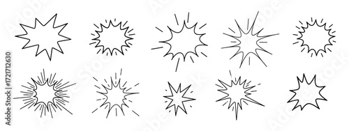 Burst set. Comic splash, explosion, burst, bang, blast, shine, star collection.