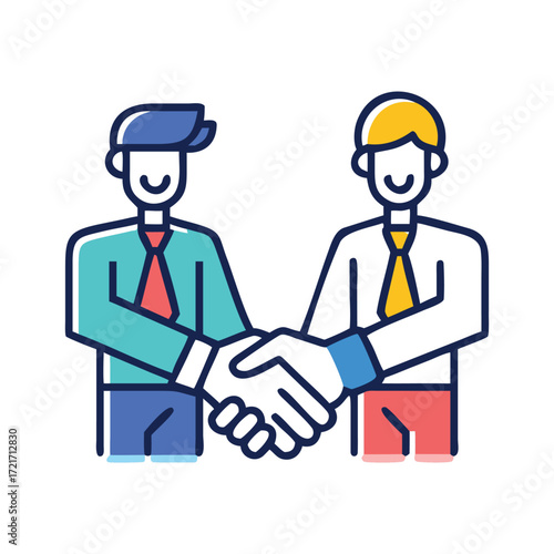 Business partners agreeing to deal shaking hands in professional meeting confirmation success