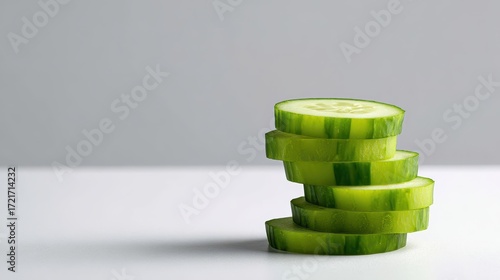 Healthy cucumber rounds in simple minimal composition