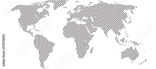 3D abstract world map planet, lines, global world map halftone concept, vector illustration