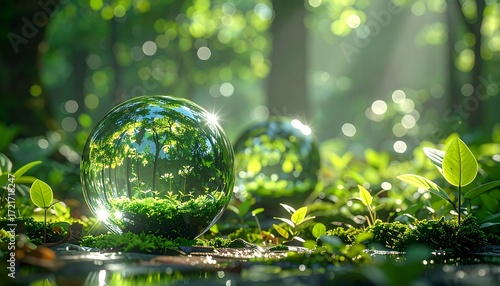 小さな目とガラス玉、自然を感じる背景画像 Generated by AI	