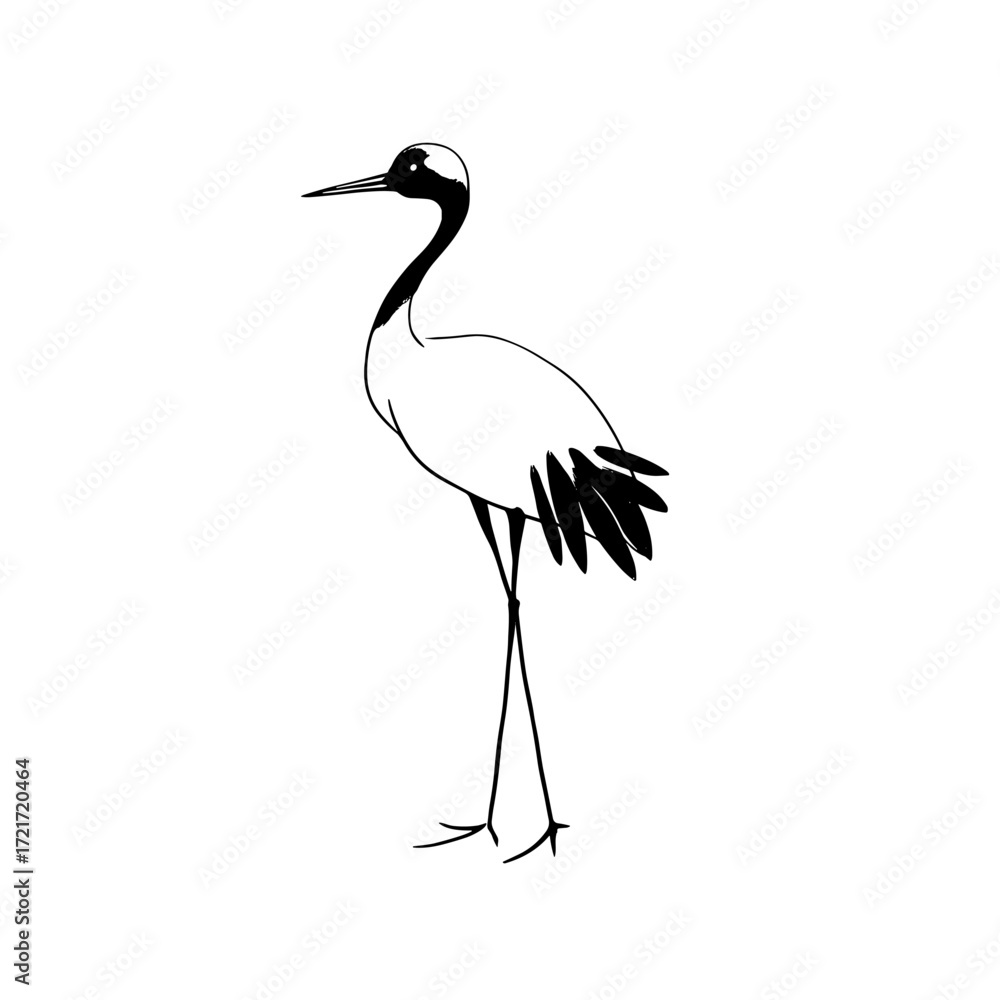 Fototapeta premium Crane. Crane simple black and white line art vector logo
