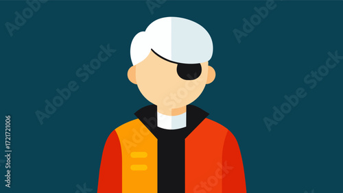 A person with a visual impairment wearing clothing with high contrast colors and textures making it easier for her to distinguish between different pieces of clothing.. Vector illustration
