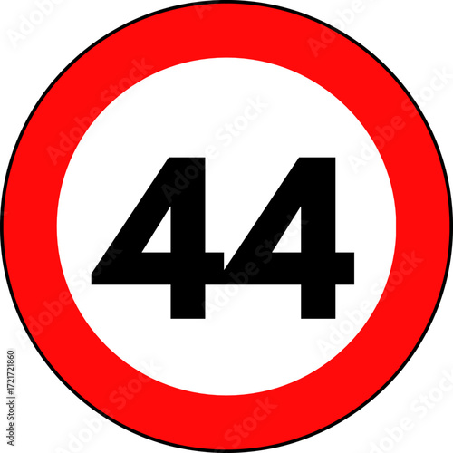 Speed limit 44 traffic sign