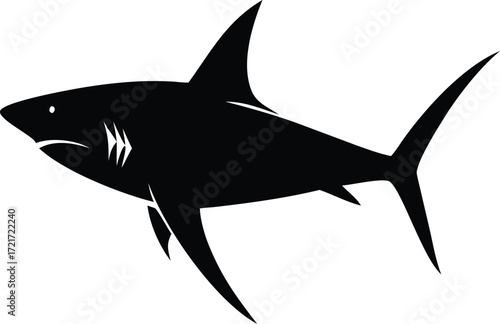 Silhouette of a great white shark swimming