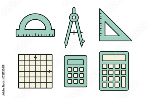 Diverse collection of essential mathematics and geometry tools for education, engineering, and professional applications
