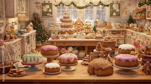 Wallpaper Mural A Christmas feast in a medieval banquet hall Torontodigital.ca