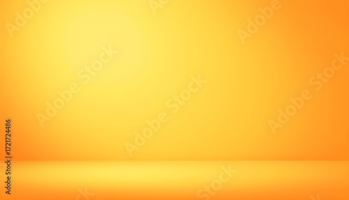 A bright and warm orange gradient studio background with a subtle floor.