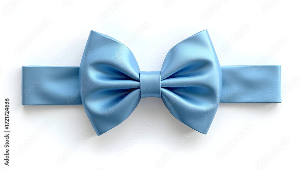 Naklejka premium Blue Satin Bow Tie Isolated on White Background