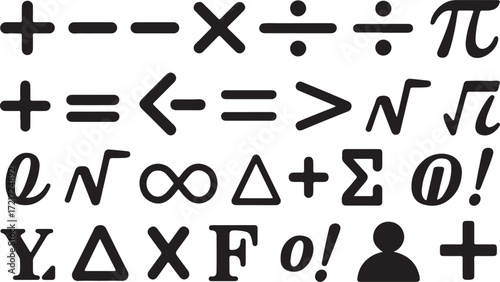 Math Symbols Set Mathematics Operation Algebra Calculus Geometry Education Equation