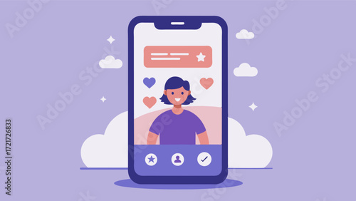A phone screen with a daily affirmation app reminding the user throughout the day of their selfworth and capabilities.. Vector illustration