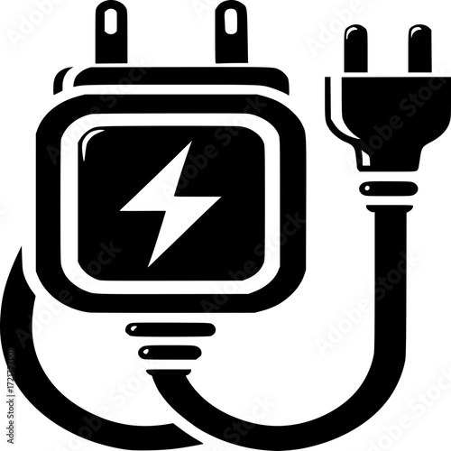 Energy Connector: A minimalist illustration showcasing a black and white plug and socket, representing the power of modern energy.