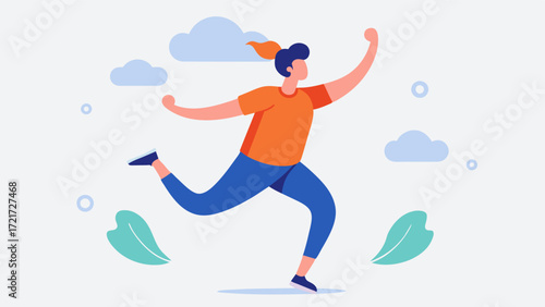 A person engaged in a physical activity such as dancing or playing a sport as part of a cognitive training program to promote brain health through exercise.. Vector illustration