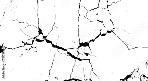 Earth cracks isolated on white.