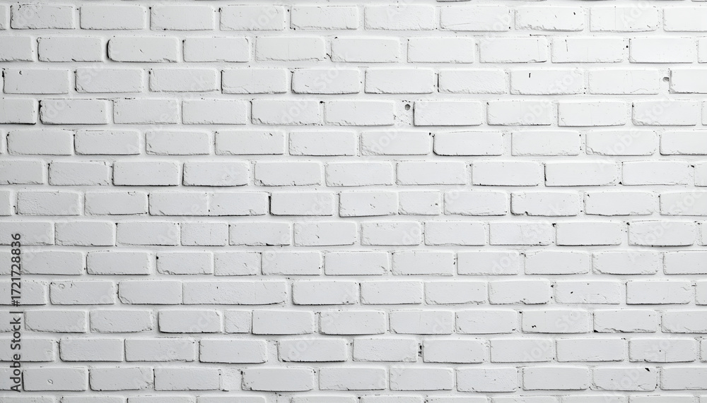 Naklejka premium White Painted Brick Wall Texture with Even Illumination and Slight Roughness