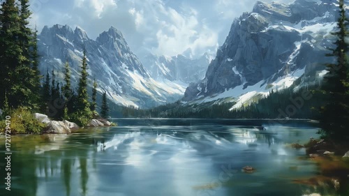 Wallpaper Mural Serene Mountain Lake Scenery Torontodigital.ca