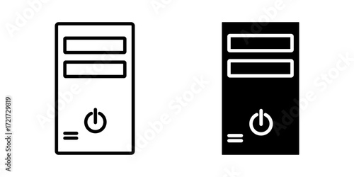  CPU tower icon white on background CPU tower icon white on background