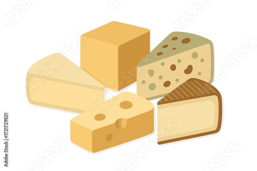 Delicious dairy products featuring a diverse collection of cheese varieties including hard, soft, and blue cheese