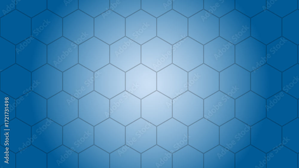 Naklejka premium Abstract blue background with a subtle honeycomb pattern and a bright, luminous center.