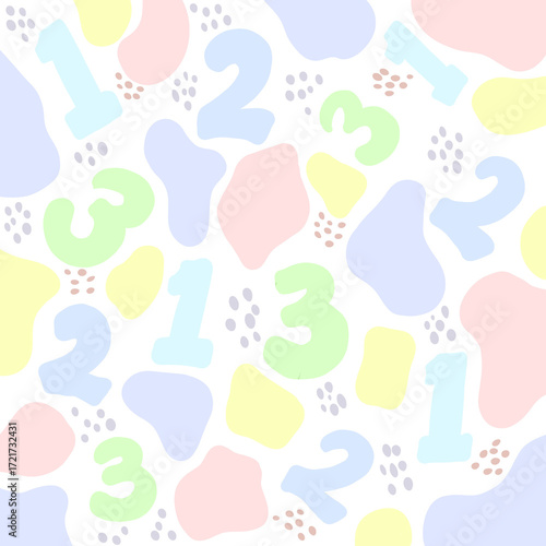 seamless pattern with number and abstract shape