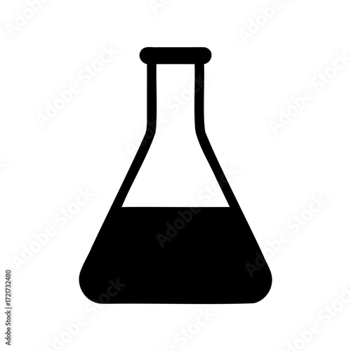 Silhouette of laboratory flask with liquid
