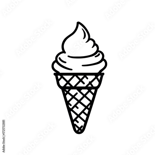 Frozen dessert illustration: vector set of delicious summer ice cream cones with chocolate, vanilla, and strawberry flavors