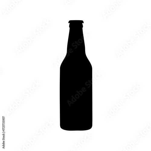 Black silhouette of beer bottle isolated
