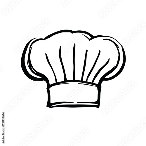A colorful cartoon chef hat with a spoon and fork icon for restaurant menu design or cooking app illustration