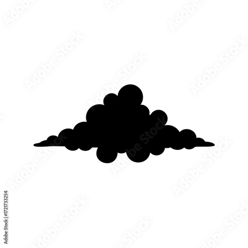 Silhouette of a cloud-Black silhouette of a fluffy cloud with rounded edges, symbolizing weather, sky, atmosphere, rain, storm, or natural elements.
