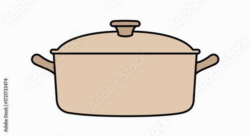 Cozy Kitchen Essentials:  Beige Oval Dutch Oven Illustration