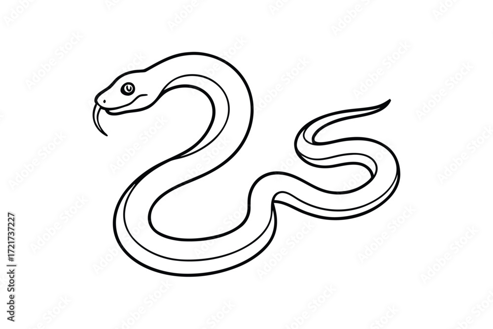 Naklejka premium Cartoon Snake Outline reptile animal