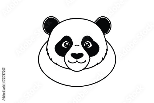 Cartoon Panda Face Outline bear animal